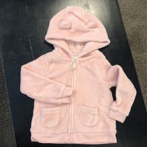 Playful Pink Fleece Zip Up Hoodie with Ears
